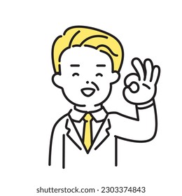 Illustration Series of Cute Person _ Office Worker _ Senior_ OK Sign