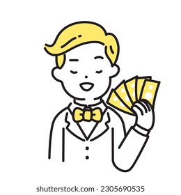 Illustration Series of Cute Person _ A rich man _ Show off