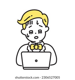 Illustration Series of Cute Person _ A rich man_ tired