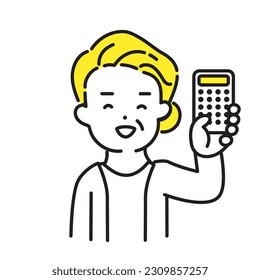 Illustration Series of Cute Person _ Senior Women_ Calculation