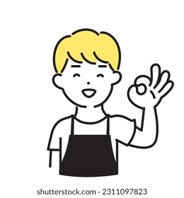 Illustration Series of Cute Person _ Male Clerk_ OK Sign