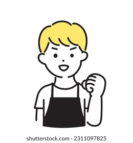 Illustration Series of Cute Person _ Male Clerk_Guts Pose