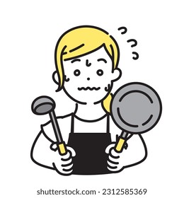 Illustration Series of Cute Person _ Female Clerk_ Cooking