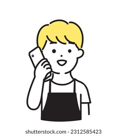 Illustration Series of Cute Person _ Male Clerk_ Communication