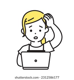 Illustration Series of Cute Person _ Female clerk _ worry