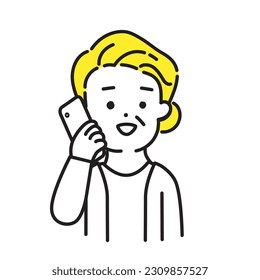 Illustration Series of Cute Person _Senior Women_ Communication