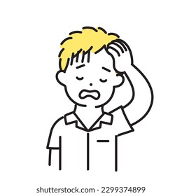 Illustration Series of Cute Person Male Student tired