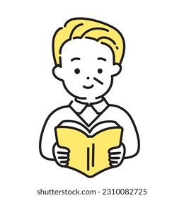 Illustration Series of Cute Person_Senior Male_ Reading