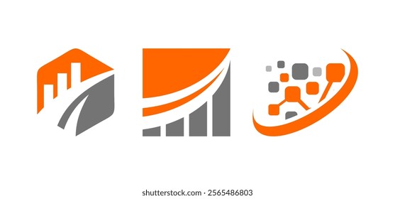 Illustration of a series of emerging business icons. Graphic icons in trendy flat style. A collection of graphic bar symbols for your website, logo, app design.