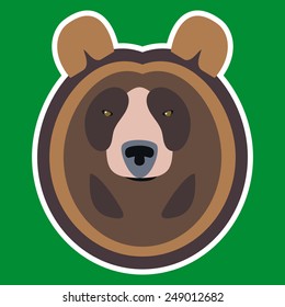 Illustration of Serious Brown Bear Head flat logo