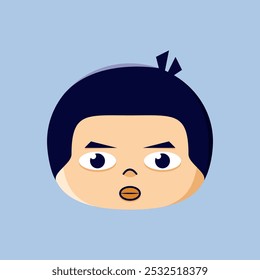 Illustration of a serious emoticon. Suitable for stickers, children's book icons, and completing a graphic design work