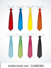 illustration of serious shirt with different colored ties, vector illustration