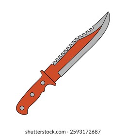 Illustration of a Serrated Kitchen Knife