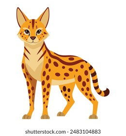 illustration of a Serval animal on white