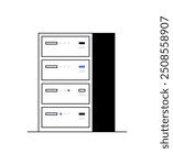 Illustration of a server stack, symbolizing data storage, management, and IT infrastructure. Perfect for topics on data centers, cloud storage, and server management.
