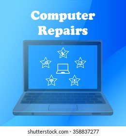Illustration service repair computers and laptops. service center