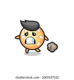 illustration of the sesame ball running in fear , cute style design for t shirt, sticker, logo element