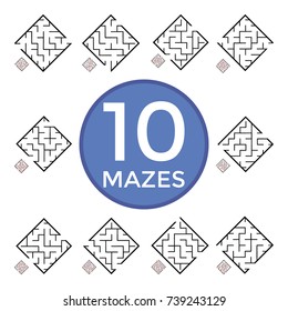 Illustration with set of 10 mazes.