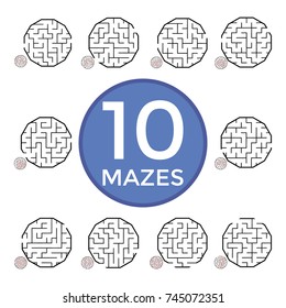 Illustration with set of 10 mazes.