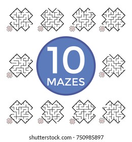 Illustration with set of 10 mazes.