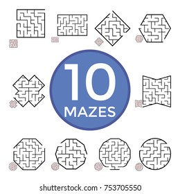 Illustration with set of 10 mazes.