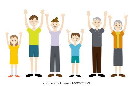 Illustration set of 3 generation family (Hooray!)