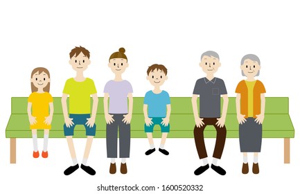 Illustration set of 3 generation family (Sitting on a chair)