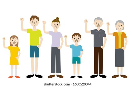 Illustration set of 3 generation family (fist pump)