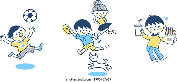 Illustration set of 4 babies