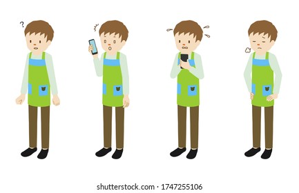 Illustration set of 4 poses of male character standing