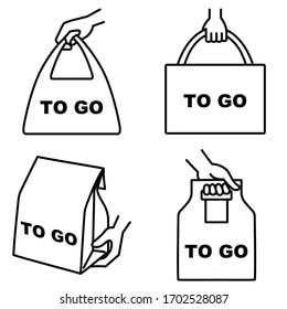 Illustration Set Of 4 Types Of Take Out Food Icons 