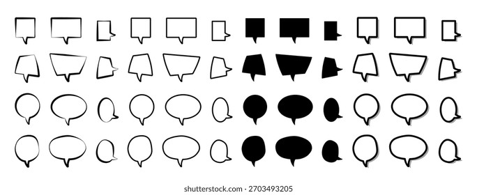 Conjunto de ilustración de 48 diversas burbujas de discurso