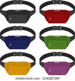 Illustration set of 6 types of waist pouch