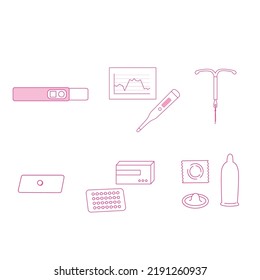 An illustration set about contraception.