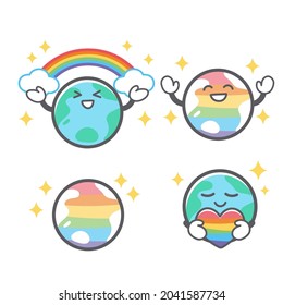 Ilustración sobre la tierra y el arco iris