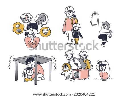 Illustration set about natural disasters such as earthquakes

