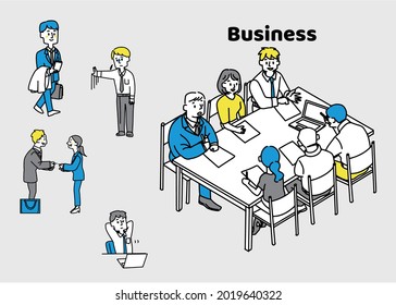 Conjunto de ilustraciones sobre el trabajo de ventas