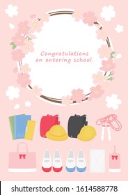 Illustration set about school entrance