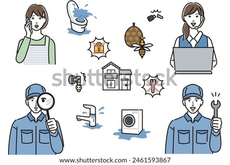 Illustration set about troubles in daily life