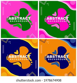 Illustration of set abstract background gradient vector in violet, orange, pink, and green color. Good to use for banner, social media feed, poster and flyer template, etc.