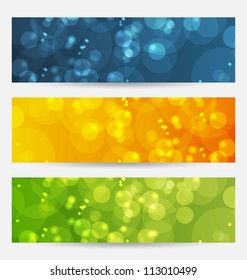 Illustration set of abstract backgrounds with bokeh effect - vector