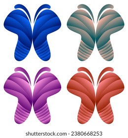 ILLUSTRATION SET ABSTRACT BUTTERFLY WINGS GRADIENT  COLOR. LOGO ICON DOODLE ART DESIGN TEMPLATE ELEMENT VECTOR