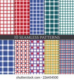 Illustration set of abstract geometric seamless patterns. Vector