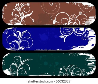 Illustration of set abstract grunge banners. Vector