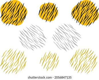 Conjunto de ilustraciones de elementos de fondo abstractos del patrón de tigre