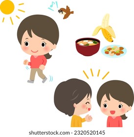 Illustration set of actions that increase serotonin