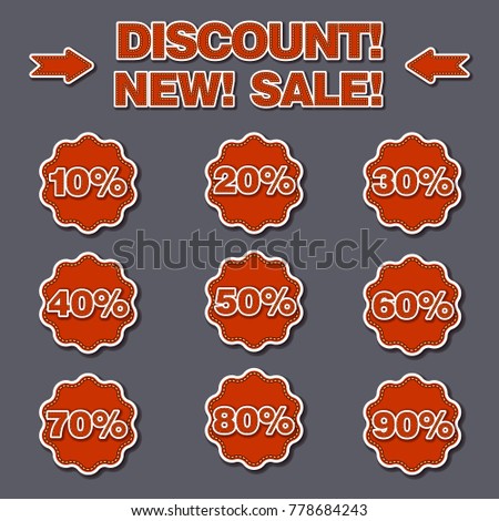 illustration of set adverising discount labels for sales