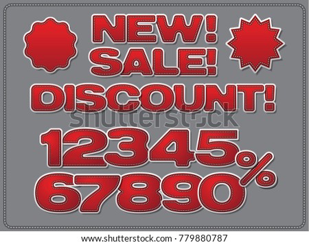 illustration of set adverising discount red chevrons and stickers for sales