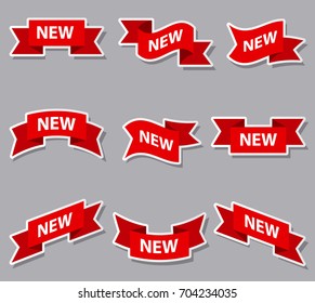 illustration of set of advertising banners and stickers for new product