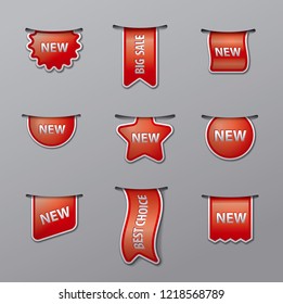 illustration of set advertising labels and tags for sale